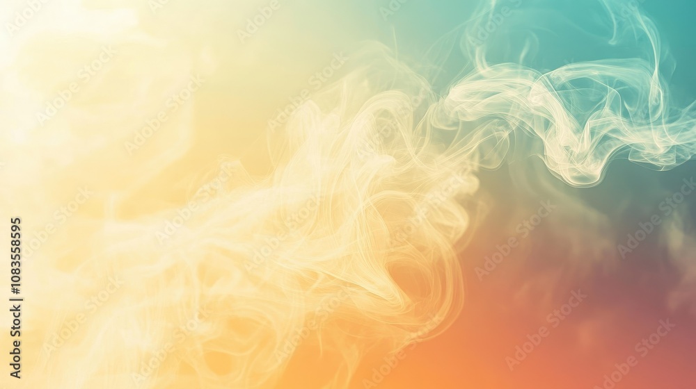 Fototapeta premium Abstract Colorful Smoke Background With Blended Soft Hues In Yellow, Blue, And Orange Creating A Dreamy Atmosphere Perfect For Creative Projects And Designs