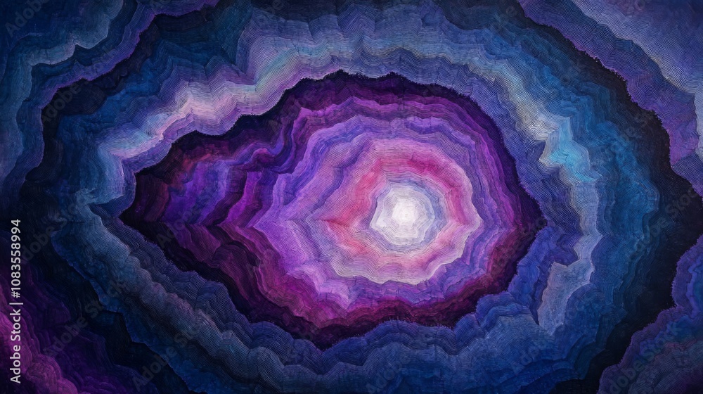 Obraz premium Abstract Swirling Purple and Blue Pattern with White Center