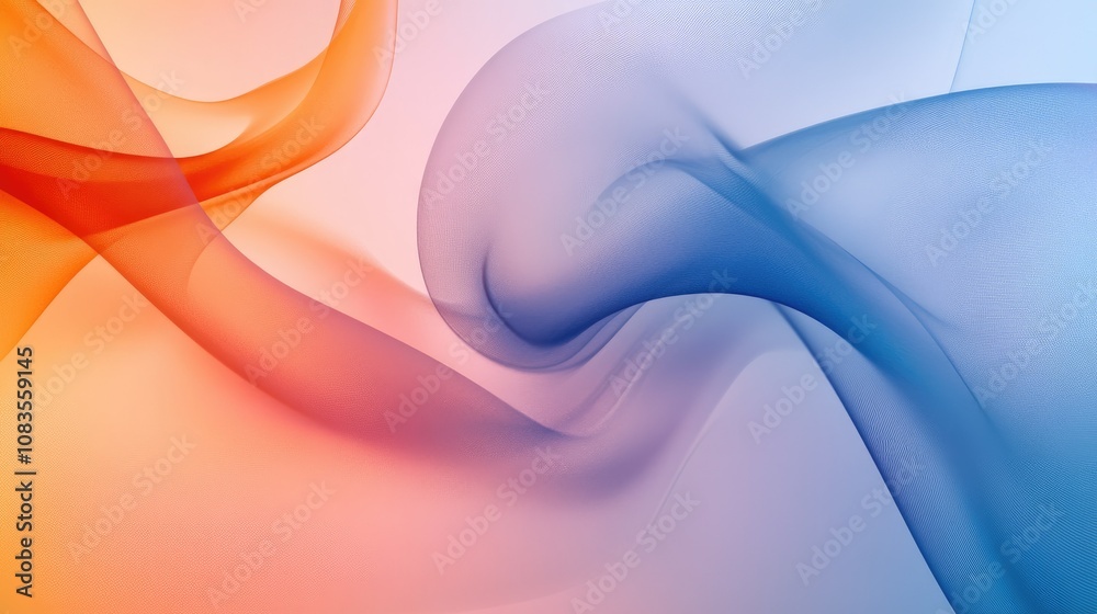Obraz premium Abstract Flowing Waves in Warm Orange and Cool Blue Tones Creating a Harmonious Gradient Background for Modern Design and Creative Projects