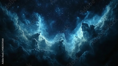 Wallpaper Mural A dark blue night sky with stars and nebulae Torontodigital.ca