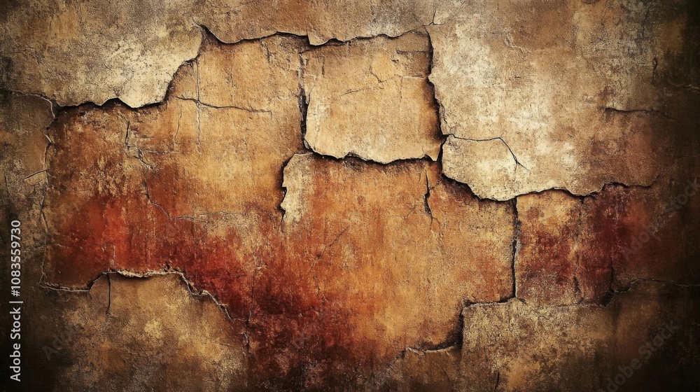 Obraz premium Cracked and Weathered Brown Wall Texture