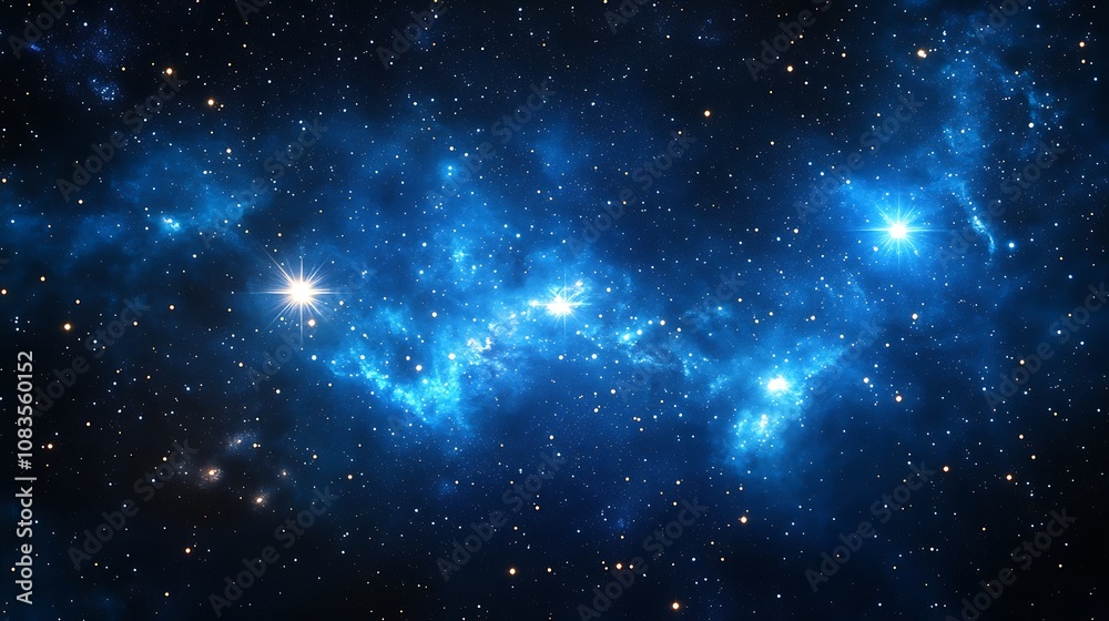 Obraz premium A dark blue night sky with stars and nebulae