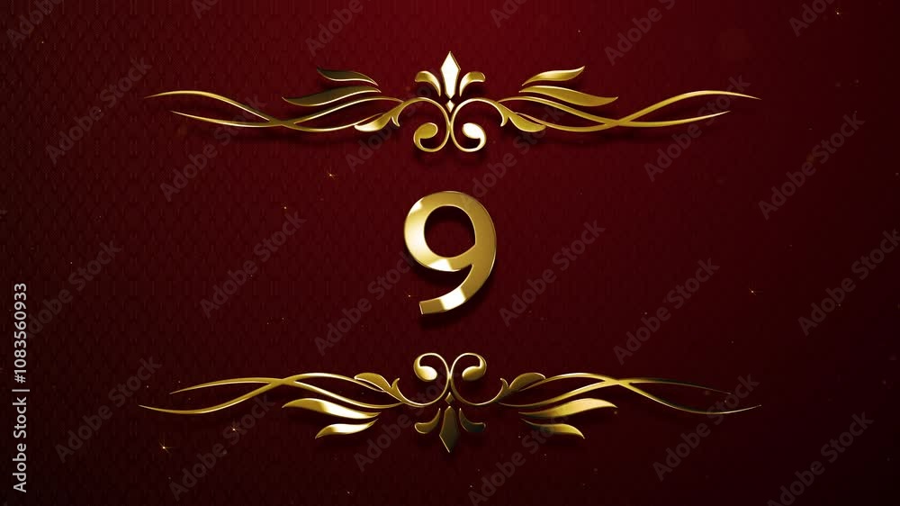 Countdown 10 second gold movie film award luxury title timer animation background