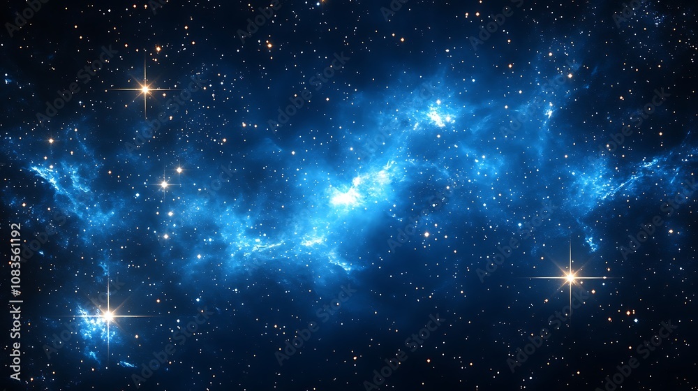 Fototapeta premium A dark blue night sky with stars and nebulae