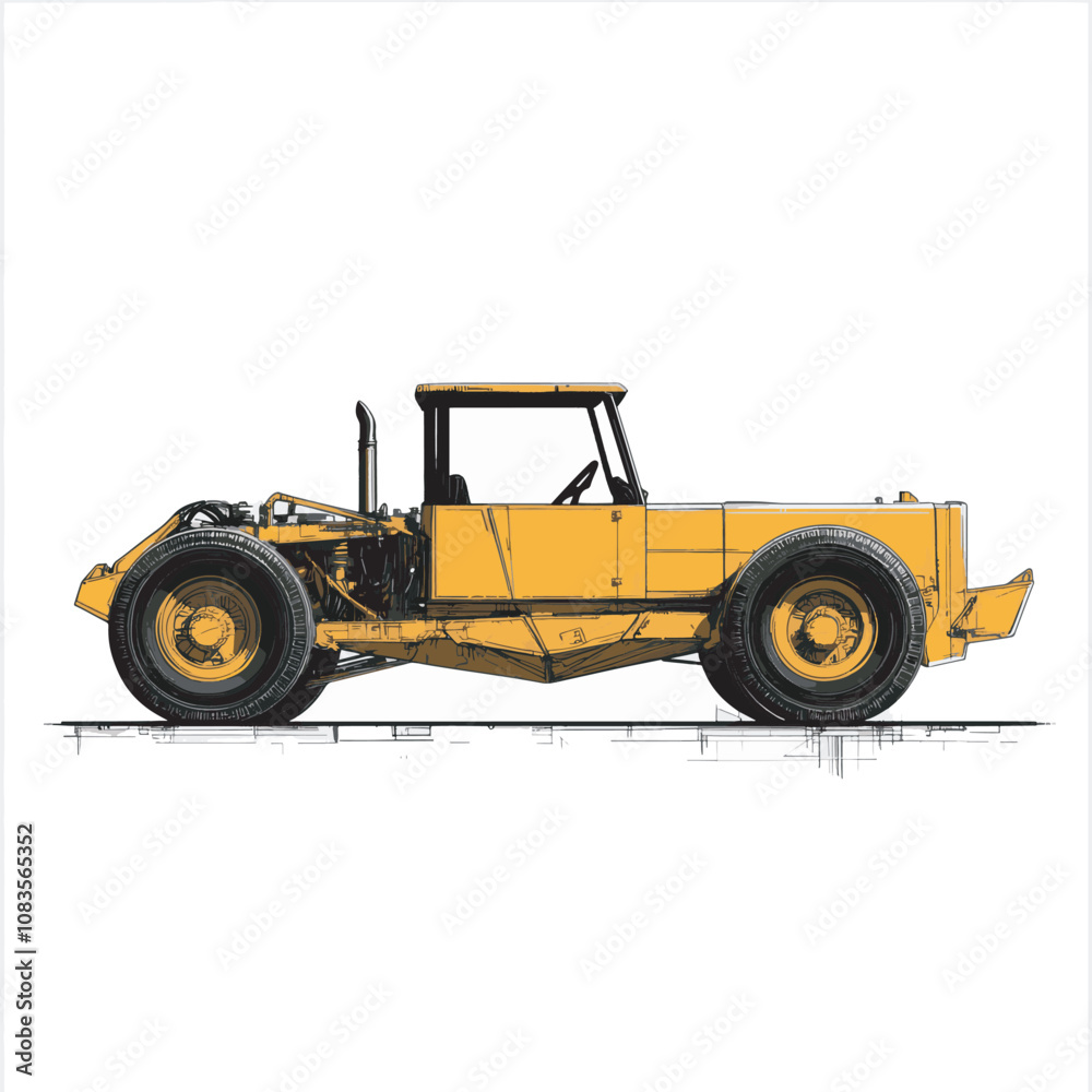 Obraz premium side view of a minimalist grader simple vector