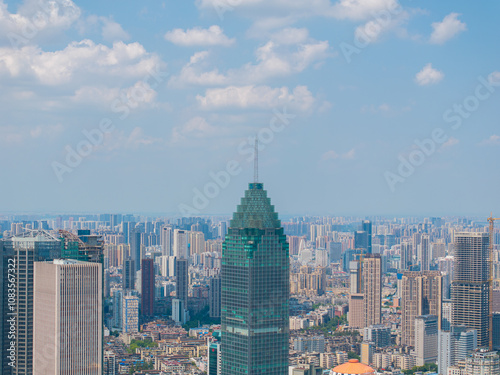 Skyline of the city landmark Central Business District in Wuhan, China photo