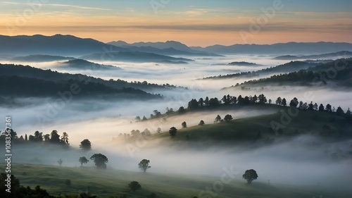 MistyValleyMorningBackgrounds, FoggyMountainLandscapes, SereneNatureScenes, MorningMistValleyDesigns
 photo