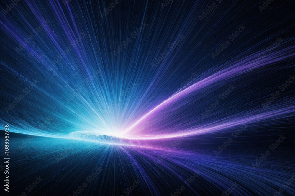 Obraz premium Abstract artwork featuring swirling lines of blue and purple light