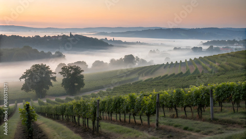Wallpaper Mural Fog Rolling Over a Vineyard Torontodigital.ca