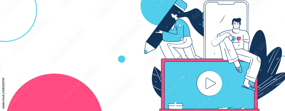 Fototapeta premium Education and learning people flat vector concept hand drawn illustration 