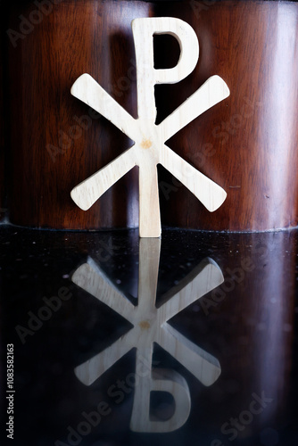 Canvas Print The Chi Rho  is one of the earliest forms of the Christogram, formed by superimposing the first two  lettersÑchi and rho () of the Greek word