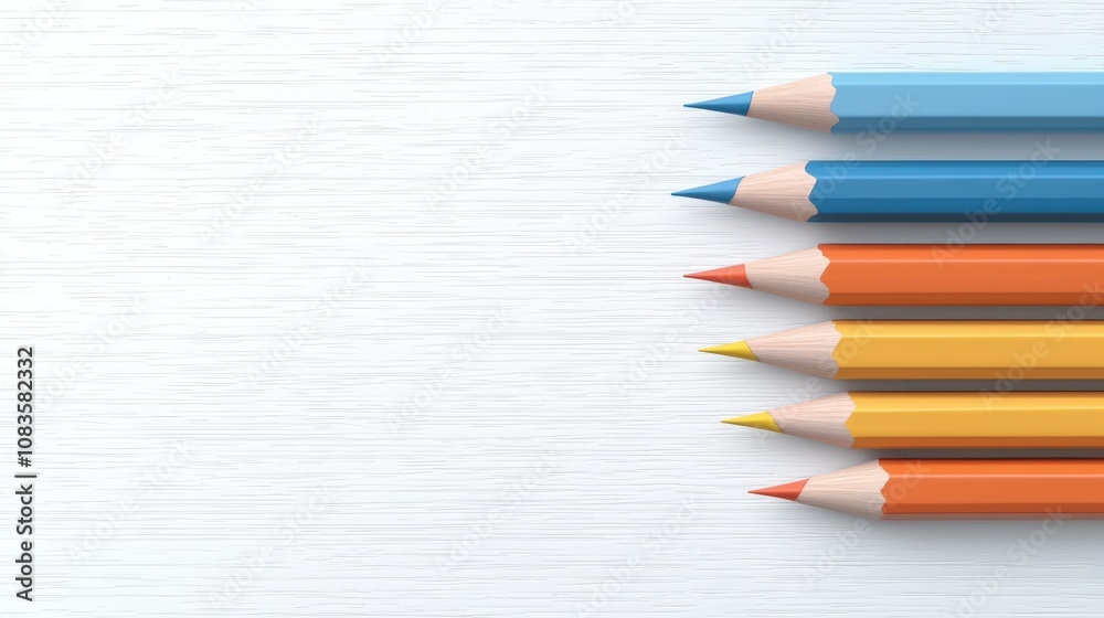 Obraz premium Colorful Pencils on White Wood