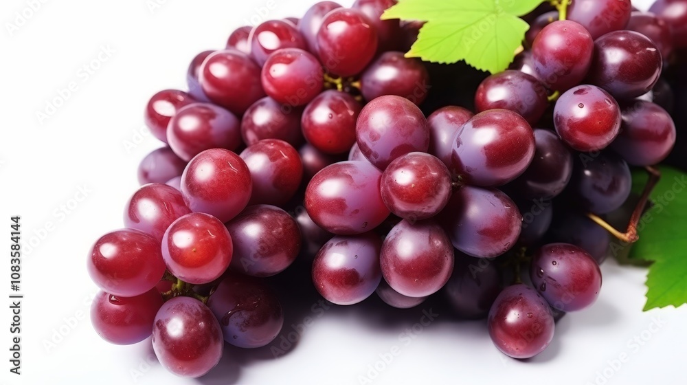 Fototapeta premium Fresh Red Grapes on White Background