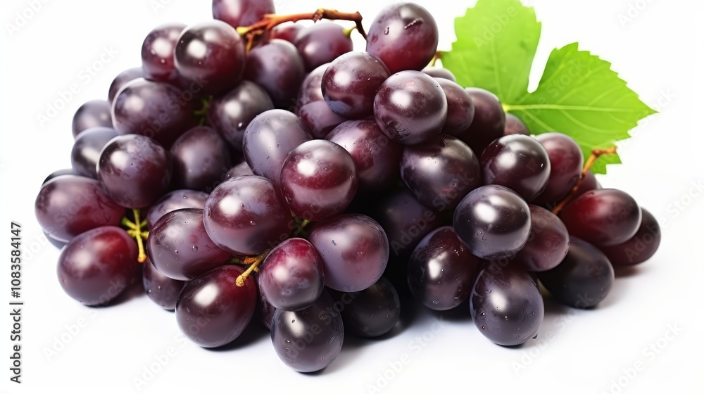 Fototapeta premium Fresh Purple Grapes on White Background