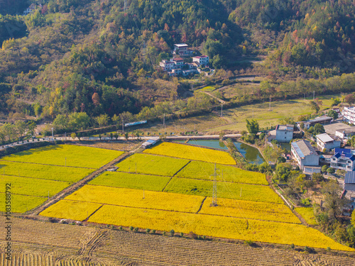 Late autumn scenery of Jiuzi River Town, in Luotian, China photo