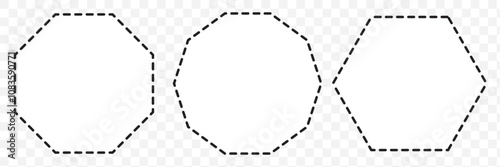 Octagon icon pack. Geometry octagonal eight sided polygon octagon line. Vector illustration. eps 10.