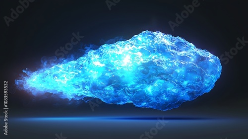 Abstract Blue Energy Cloud with Glowing Particles and a Dynamic Flow Effect on Dark Background for Creative and Futuristic Visuals in Various Media Projects