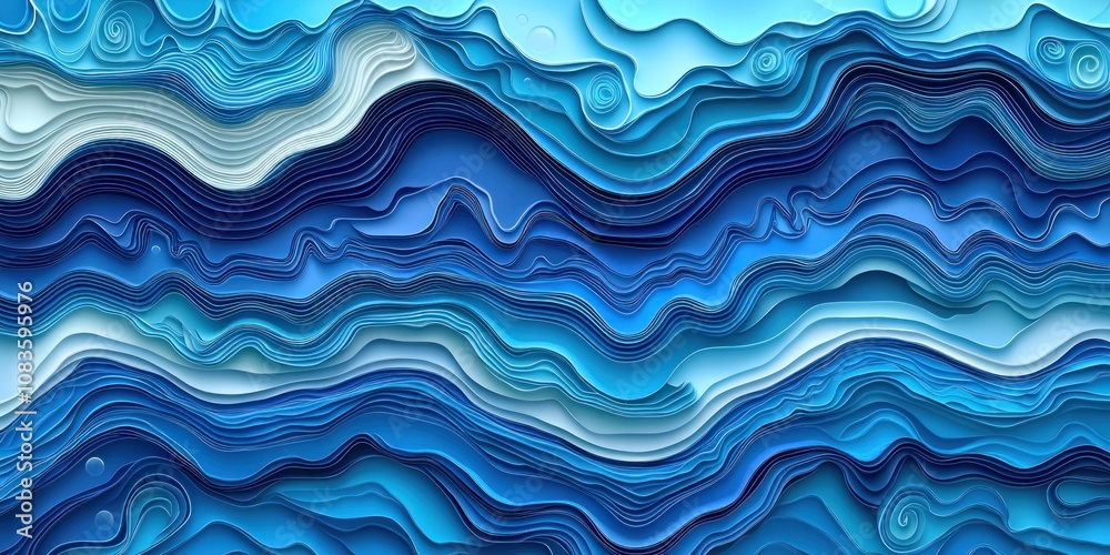 Fototapeta premium Abstract Blue Paper Wave Pattern