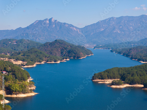 Late autumn scenery of Heaven Lake, Jiuzi River, Luotian, China photo