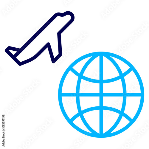 World tour Outline Color icon