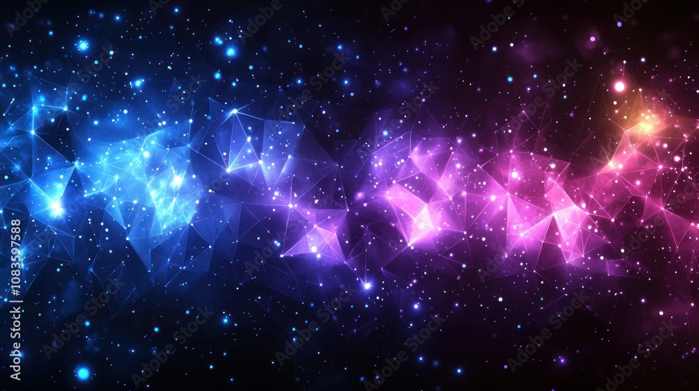 Fototapeta premium Abstract Network with Blue and Purple Lights