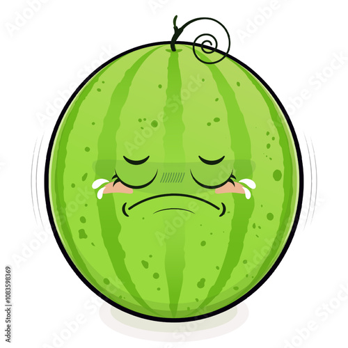 watermelon crying face cartoon cute