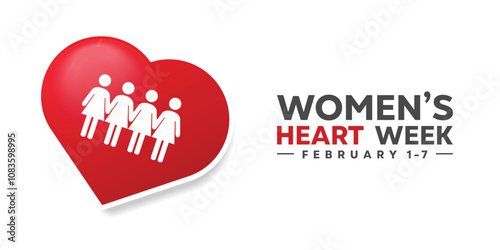 Women's Heart Week. People and heart. Great for cards, banners, posters, social media and more. White background.