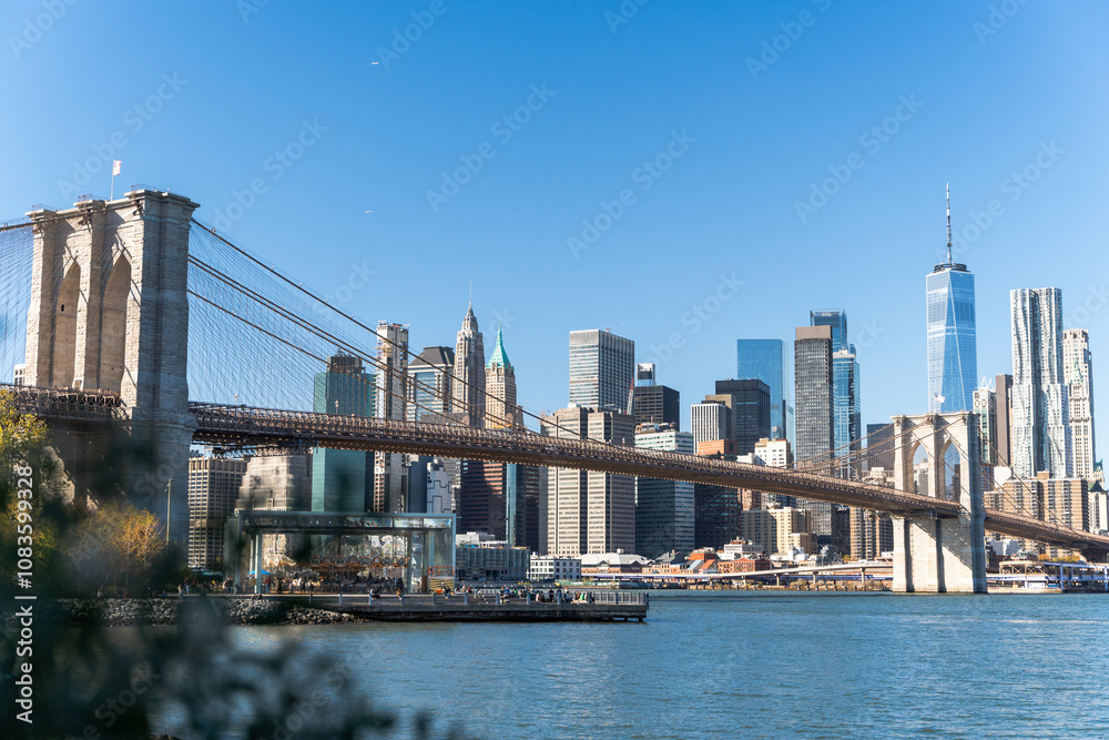 Fototapeta premium Manhattan New York City seen from across the river in Brooklyn