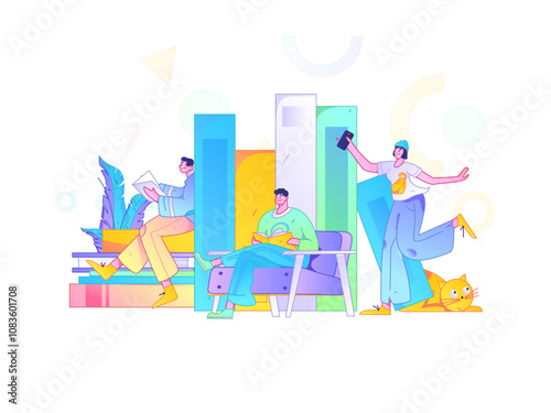 Education and learning people flat vector concept hand drawn illustration
