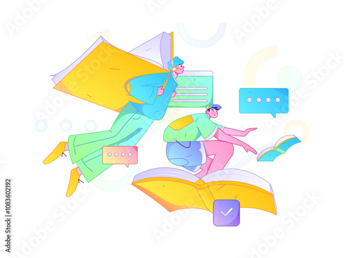 Education and learning people flat vector concept hand drawn illustration
