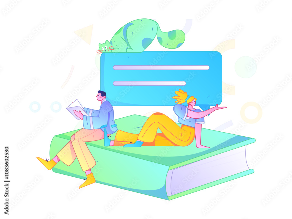 Obraz premium Education and learning people flat vector concept hand drawn illustration 