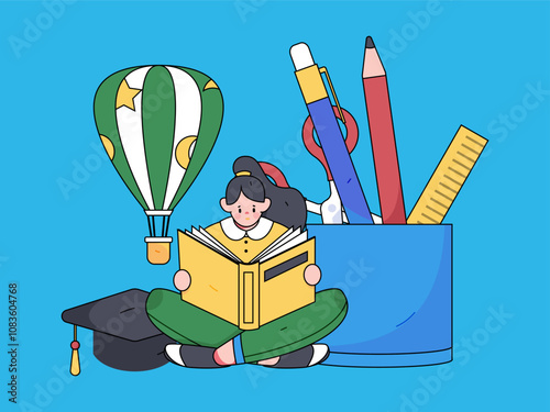 Education and learning people flat vector concept hand drawn illustration
