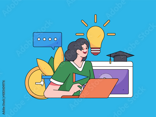 Education and learning people flat vector concept hand drawn illustration
