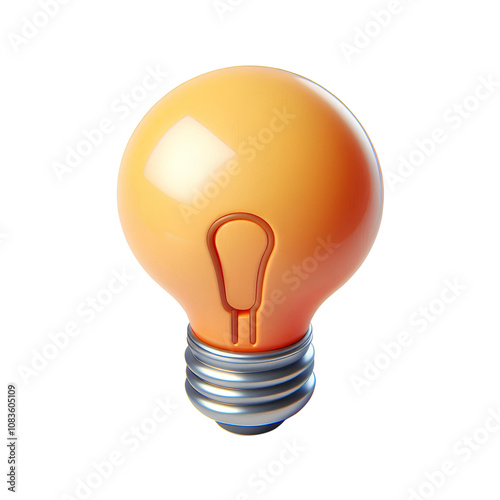 Orange Light Bulb 3D Render Icon photo