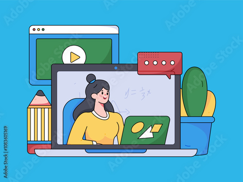 Education and learning people flat vector concept hand drawn illustration 