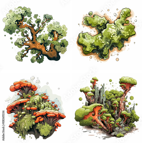 lichen fungus algae symbiosis moss growth nature organism forest rocky surface ecology envir