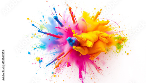 Colorful ink splashes create an abstract, artistic background perfect for design and illustration