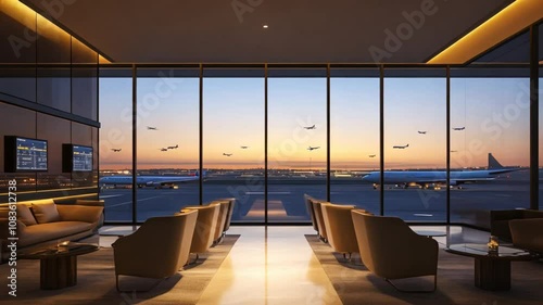 Airport Lounge Sunset: Luxury Travel and Relaxation photo