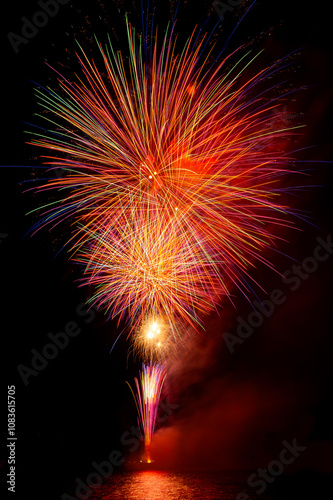 Obraz na płótnie colourful firework display set for celebration happy new year and merry christmas and fireworks on black background w salonie