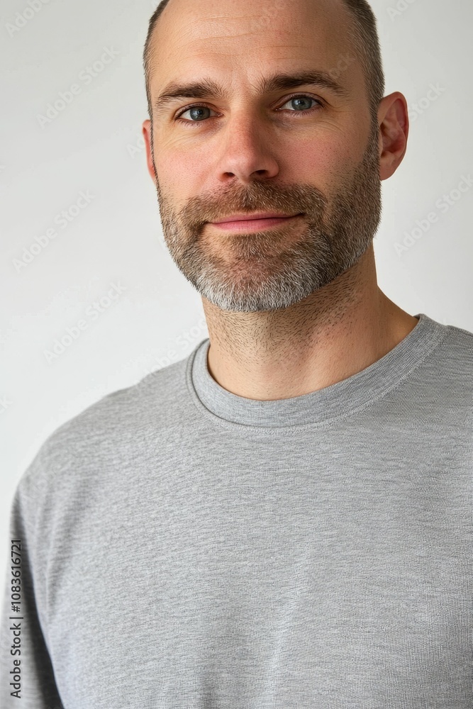 Fototapeta premium Man with grey beard and a grey shirt.