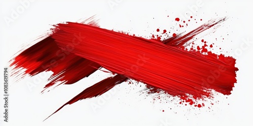 Vivid Red Cosmetic Smudge on a White Background Capturing the Essence of Chaos and Creativity in Artistic Expression for Marketing and Design Use photo