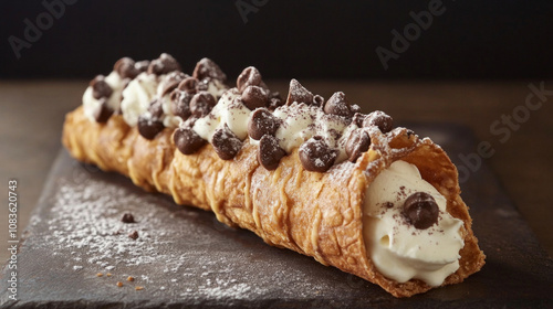 Delicious cannoli pastry, a classic Italian dessert delight. AI generative. photo