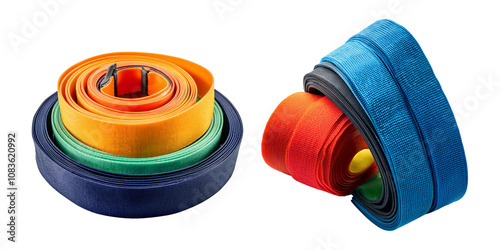Colorful Resistance Bands for Fitness Training, isolated on transparent background