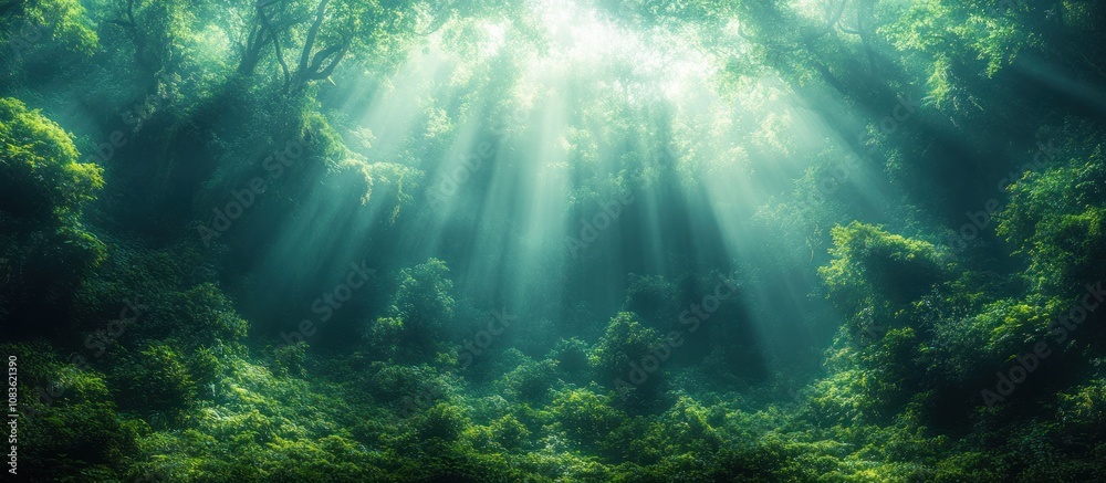 Obraz premium Sunlight Through Forest Canopy