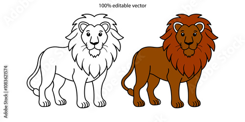  Lion silhouette vector art design mascot icon logo, Royal king lion crown logo vector. Premium luxury brand identity lion animal vector illustration cute cartoon lion isolated on white background. photo