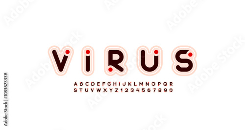 Font alphabet creative modern with dots, letters A, B, C, D, E, F, G, H, I, J, K, L, M, N, O, P, Q, R, S, T, U, V, W, X, Y, Z and numerals 0, 1, 2, 3, 4, 5, 6, 7, 8, 9, vector illustration 10EPS.