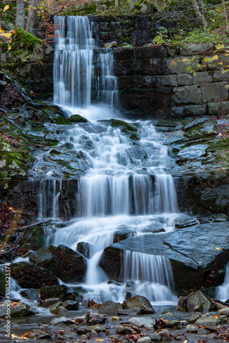 Corno alle Scale Regional Park Dardagna Waterfalls in Autumn with Variegated Colors photo