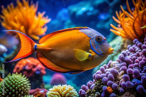 Silhouette Orange Spine Unicornfish Aquarium photo