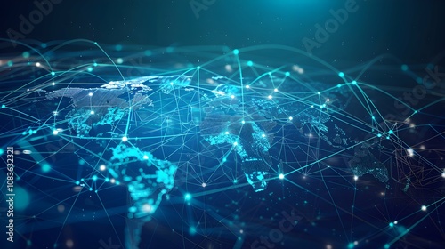 worldwide network connection, digital art illustration, Generative AI