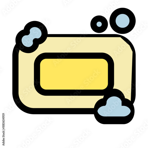 Bathroom used soap with bubbles - clean and modern bathroom icon